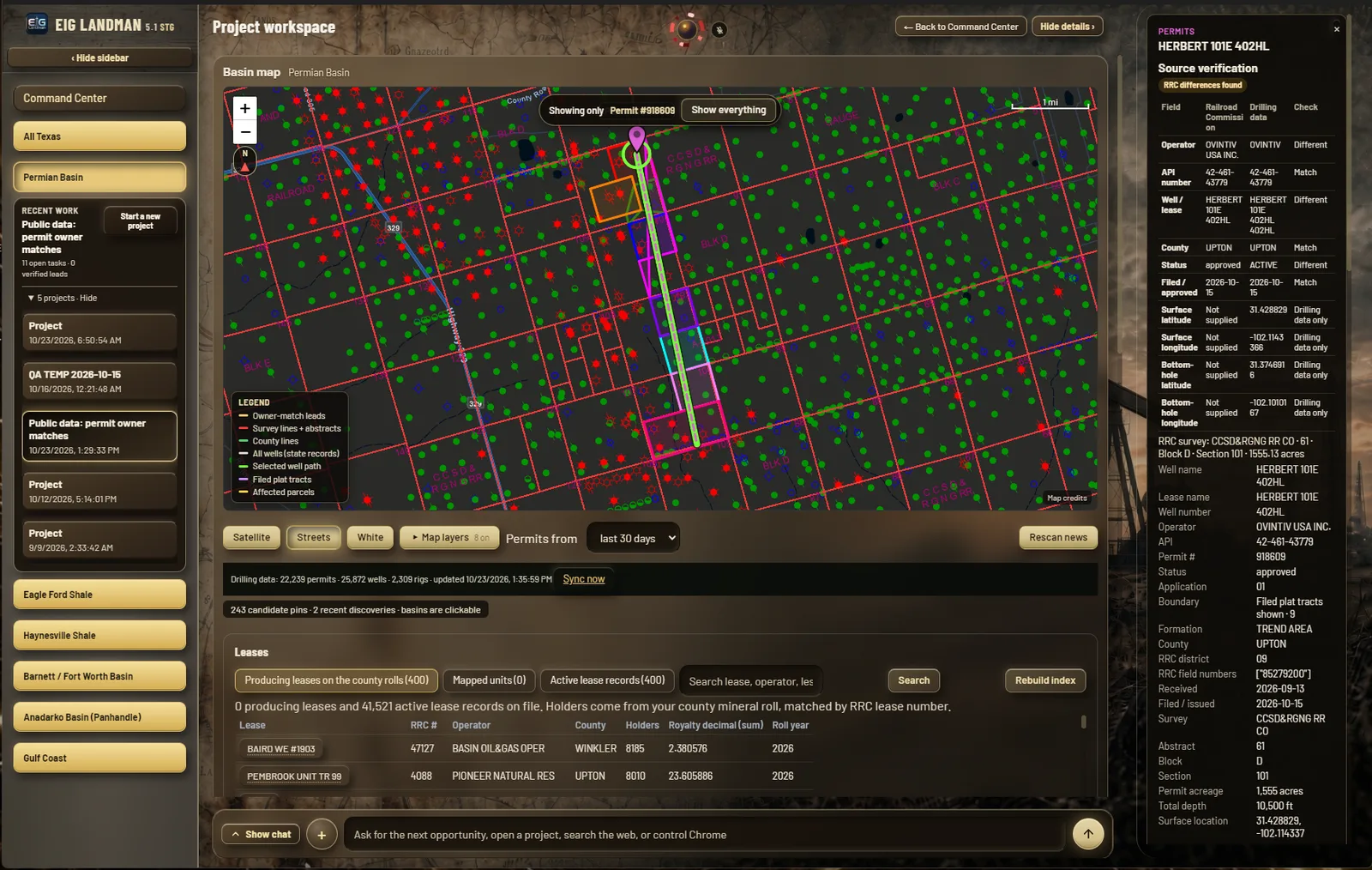 LandMan Basin Map, streets view